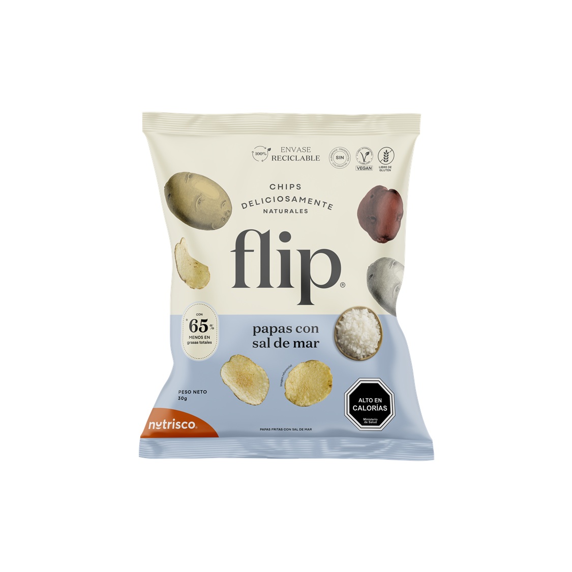 Chips Papa Frita Sal de Mar Flip ( 10 x 30 G ) 1