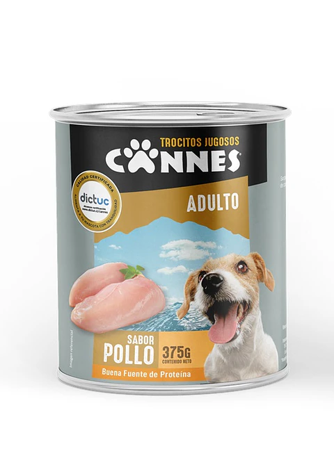 Alimento Húmedo Perro Adulto Lata Pollo Cannes ( 3 x 375 G )