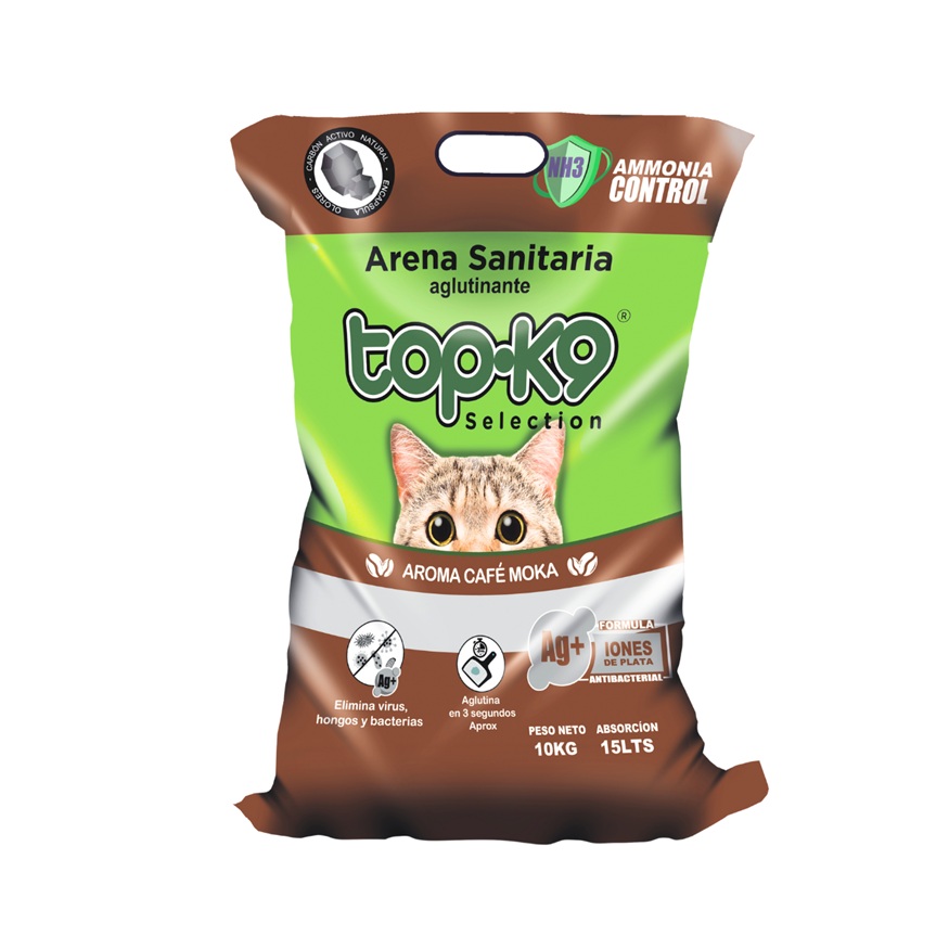 Arena Sanitaria para Gatos Topk9 Aglutinante Café Moka ( 10 KG ) 1