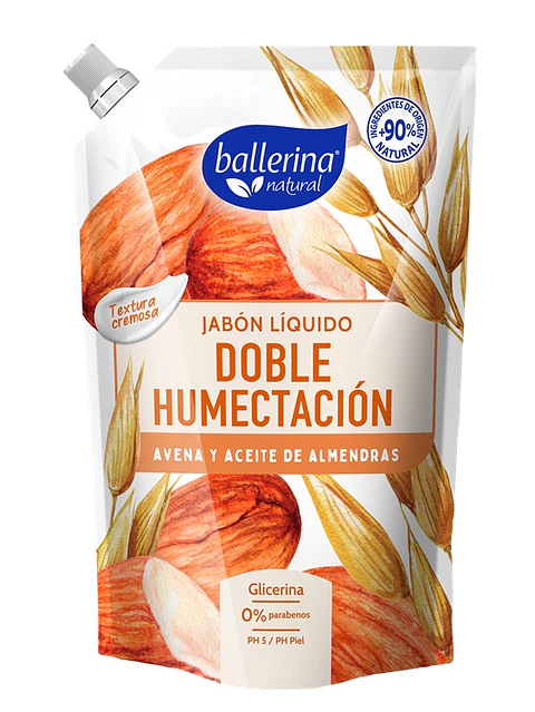 Jabón Ballerina Doypack Avena Almendras ( 2 x 750 ML )