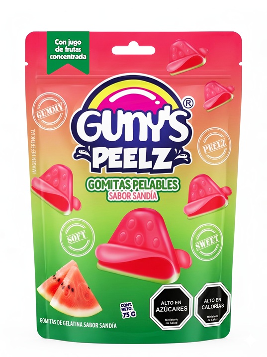 Gomitas Pelables Sandía Gunys Peelz ( 12 x 75 G ) 1
