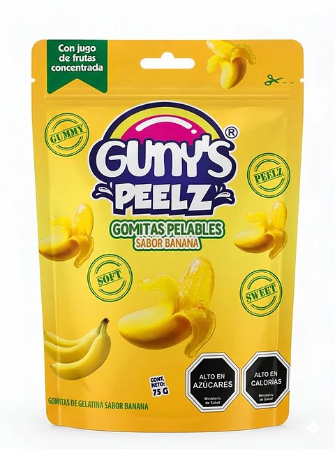 Gomitas Pelables Banana Gunys Peelz ( 12 x 75 G )