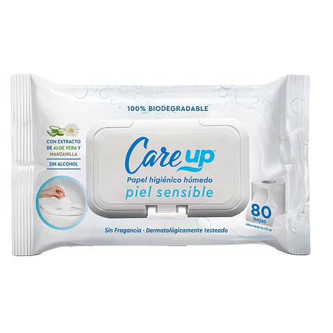 Papel Higiénico Húmedo Piel Sensible Care Up ( 4 x 80 UD )