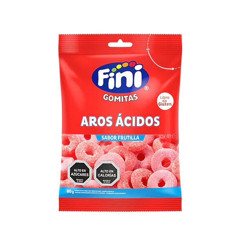Gomitas Fini Aros Frutilla Ácida ( 12 x 80 G )