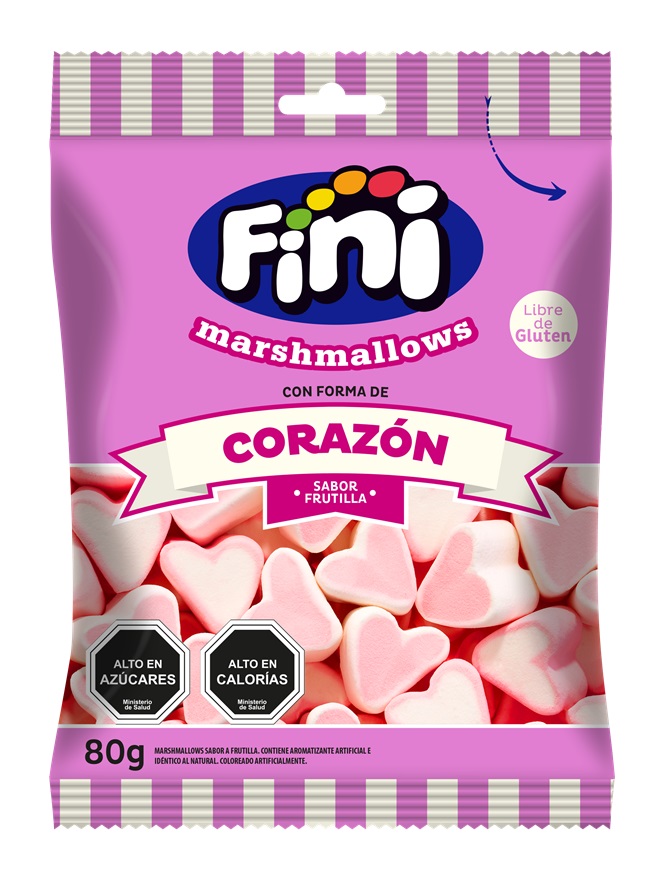 Marshmallows Fini Corazones de Frutilla ( 12 x 80 G ) 1