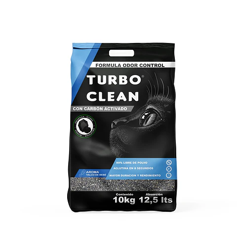 Arena Sanitaria para Gatos Turbo Clean Aglutinante Talco Bebé ( 10 KG )
