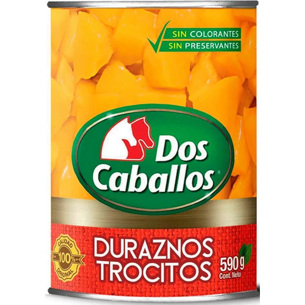 Duraznos en Trocitos Dos Caballos ( 3 x 590 G ) 1