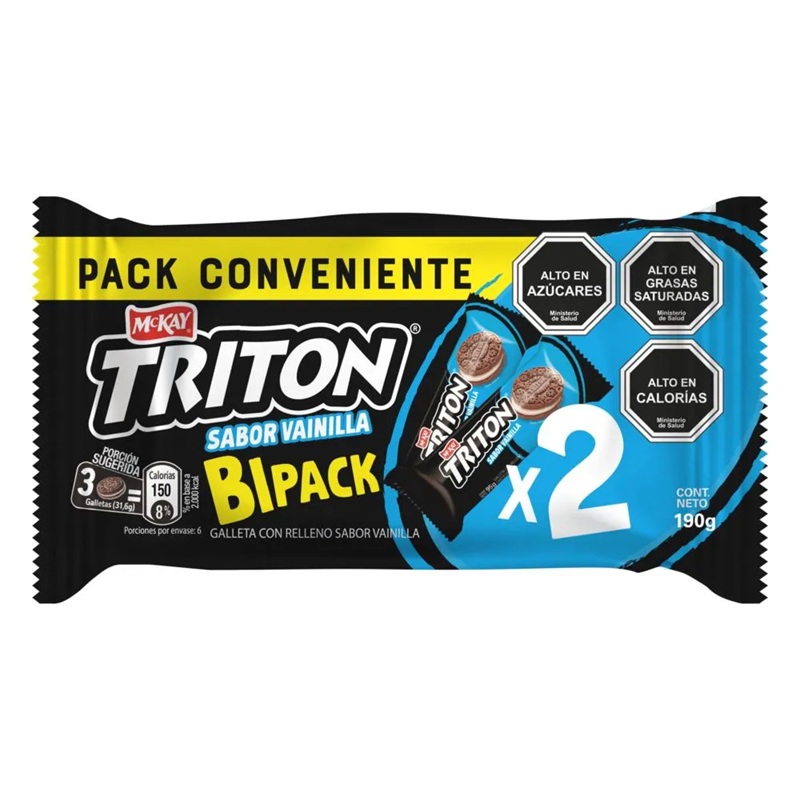 Galletas Triton Chocolate Relleno Vainilla Bipack 5 x ( 2 x 95 G )