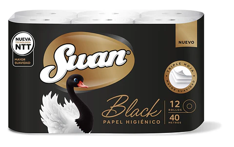 Papel Higiénico Swan Black 3 Hojas 40 Metros ( 2 x 12 Rollos )