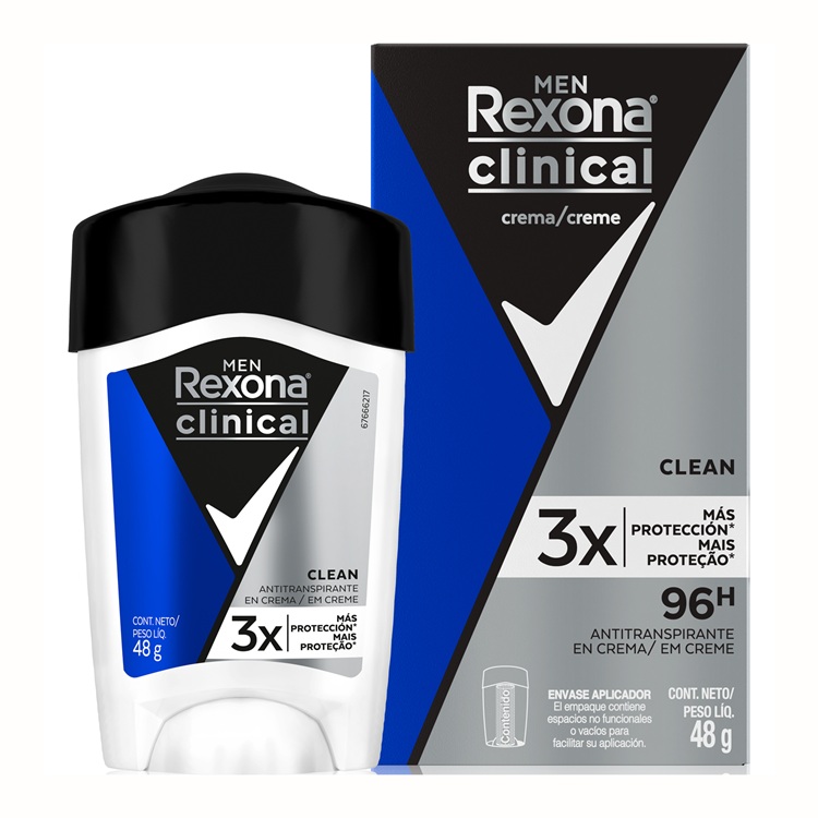 Desodorante Antitranspirante Rexona Men Clinical Crema Clean ( 2 x 48 G ) 1