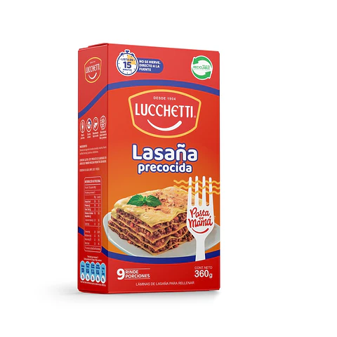 Fideos Lasaña Precocida Lucchetti ( 2 x 360 G )