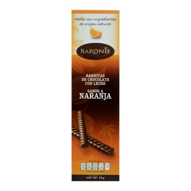 Chocolate Baronie Leche con Naranja ( 2 x 75 G ) 1