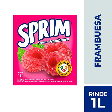 Jugo en Polvo Sprim Frambuesa ( 10 UD )