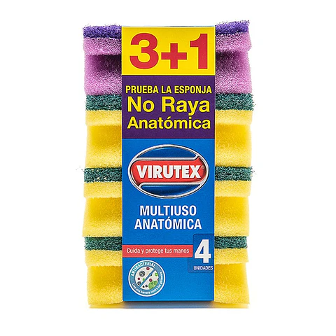 Esponja Acanalada 3+1 Virutex ( 3 x 4 UD )