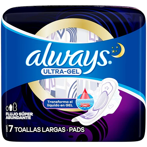 Toalla Femenina Always Ultrafina Nocturna Suave con Alas ( 4 x 7 UD )