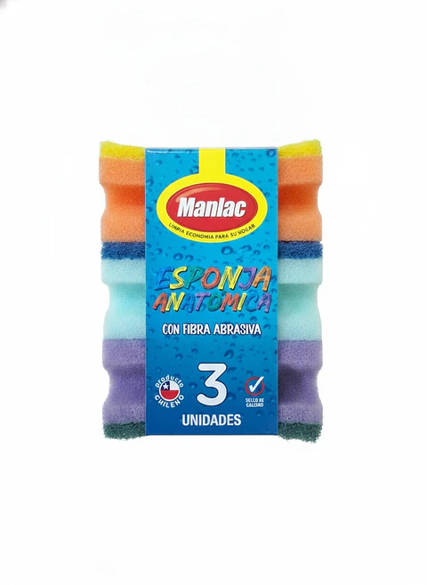Esponja Anatómica Manlac Colores ( 5 x 3 UD )