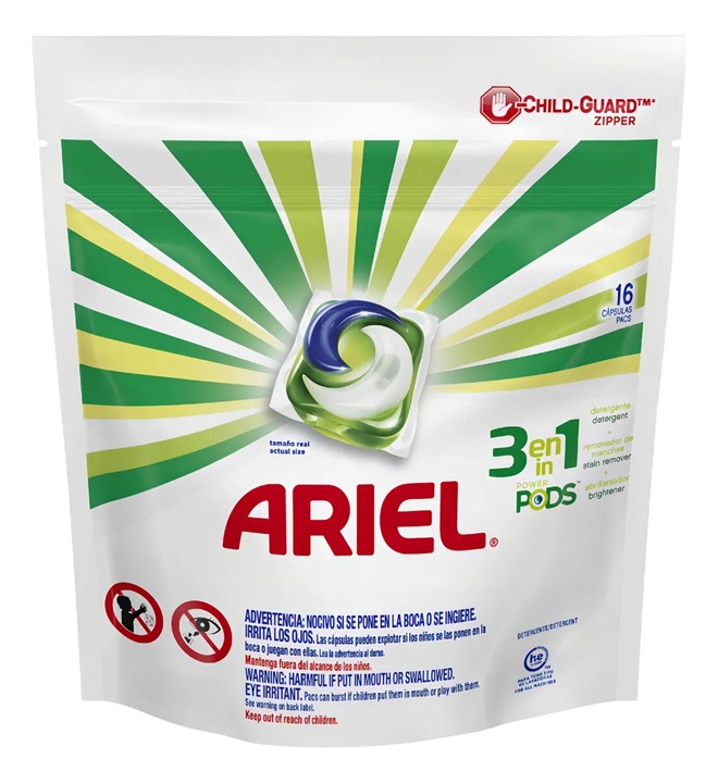 Detergente Cápsulas 3 en 1 Ariel Pods ( 16 Cápsulas ) 1