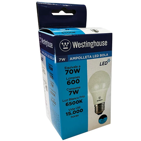 Ampolletas Led Luz Blanca 7 Watts Westinghouse ( 6 UD )