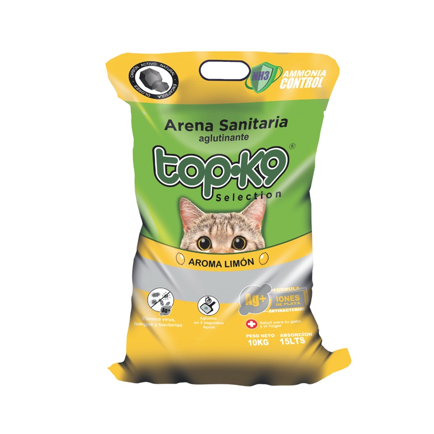 Arena Sanitaria para Gatos Topk9 Aglutinante Limón ( 10 KG ) 1