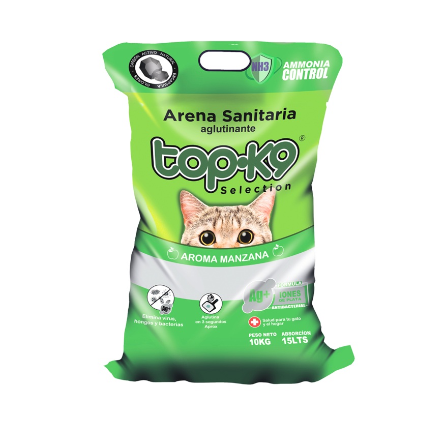 Arena Sanitaria para Gatos Topk9 Aglutinante Manzana ( 10 KG ) 1