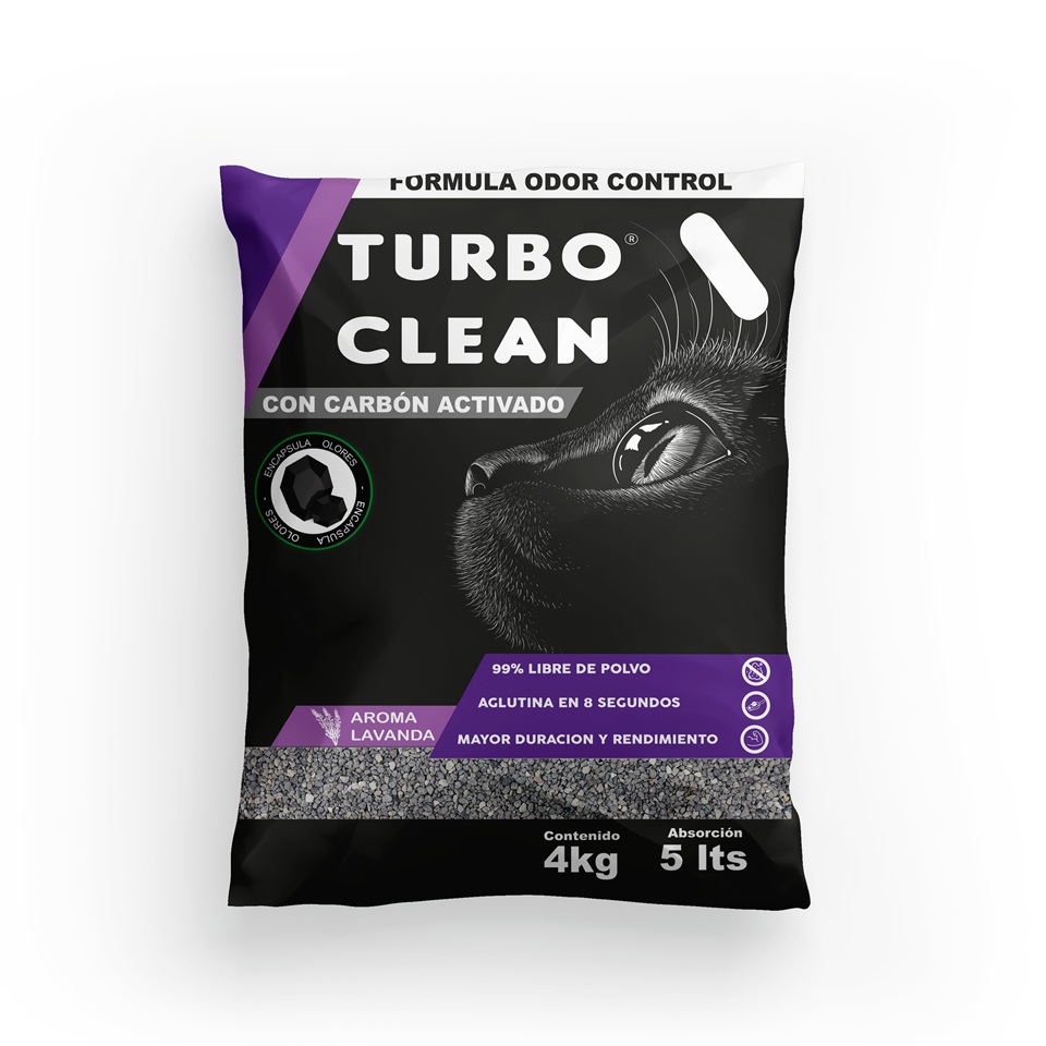 Arena Sanitaria para Gatos Turbo Clean Aglutinante Lavanda ( 4 KG )