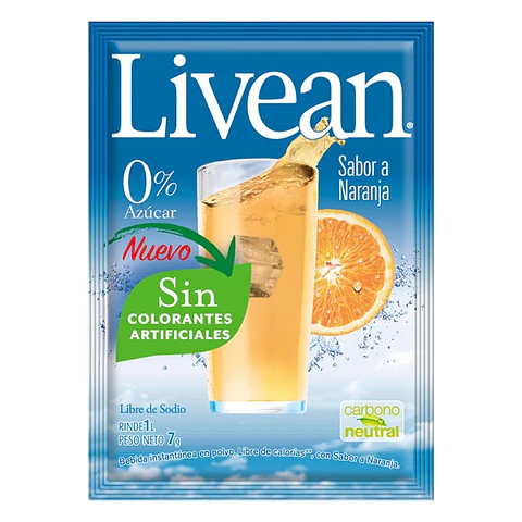 Jugo en Polvo Livean Naranja ( 10 UD )