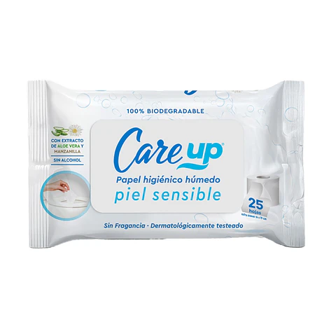 Papel Higiénico Húmedo Piel Sensible Care Up ( 4 x 25 UD )