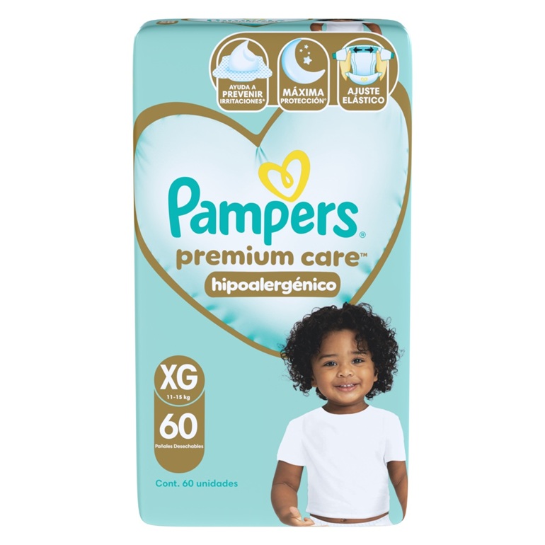 Pañal Pampers Premium Care Quincenal XG ( 60 Pañales ) 1