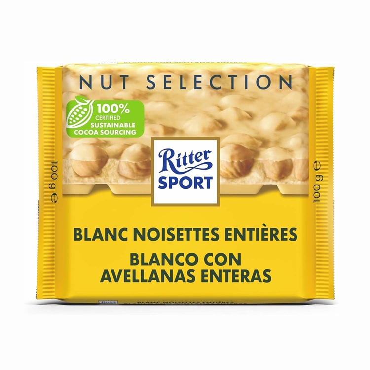 Chocolates Ritter Sport Blanco con Avellanas ( 2 x 100 G ) 1