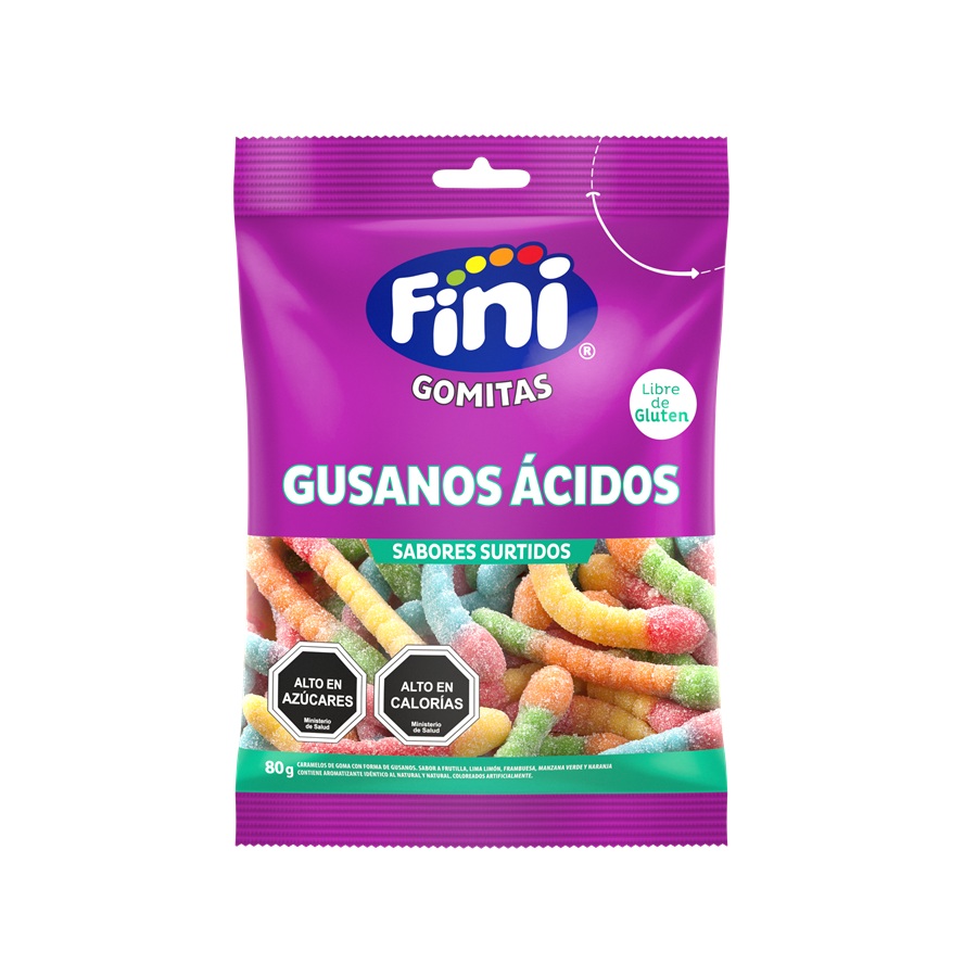 Gomitas Fini Gusanos Ácidos ( 12 x 80 G ) 1