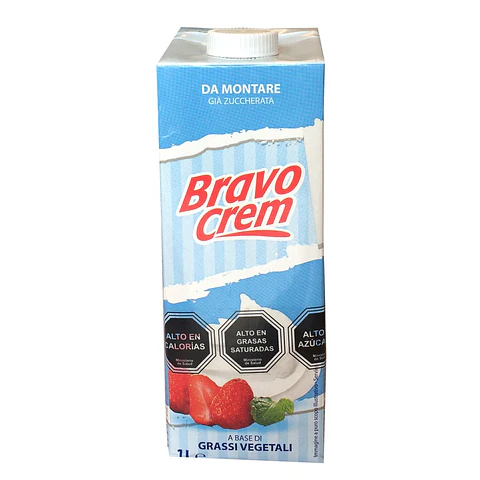Crema Vegetal Chantilly Azucarada Tapa Rosca Bravo ( 3 x 1 LT )