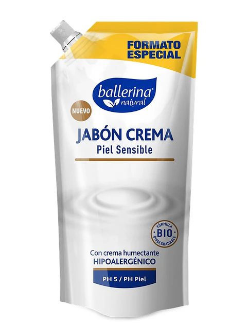 Jabón Crema Ballerina Doypack Piel Sensible ( 2 x 450 ML )