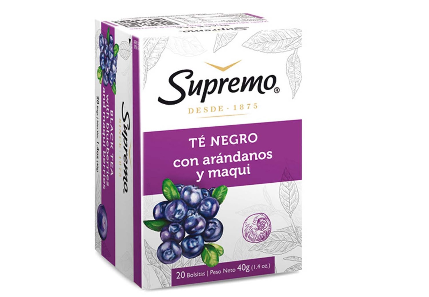 Té Supremo Ceylan Arándano y Maqui ( 4 x 20 Bolsitas ) 1
