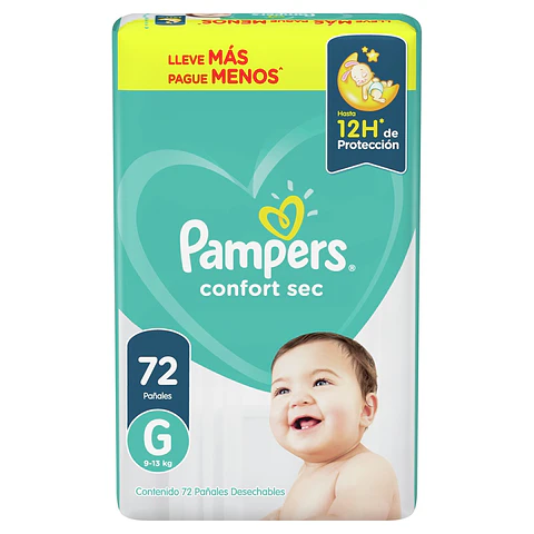 Pañal Pampers Confort Sec Quincenal G ( 72 Pañales )