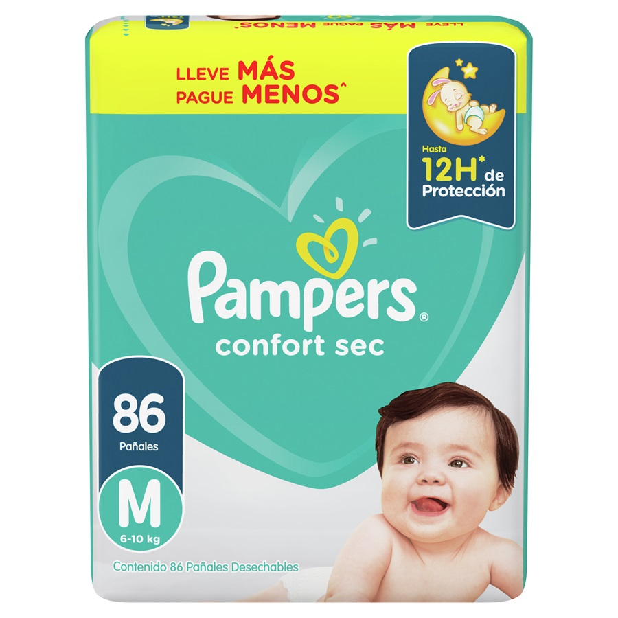 Pañal Pampers Confort Sec Quincenal M ( 86 Pañales ) 1
