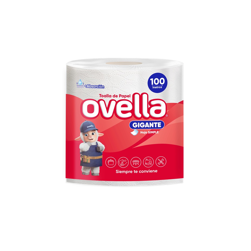 Toalla de Papel Ovella 1 Hoja 100 Metros ( 6 x 1 Rollo ) 1