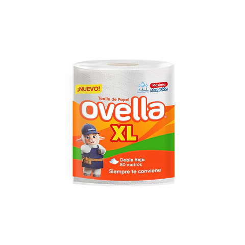 Toalla de Papel Ovella Doble Hoja 80 Metros ( 6 x 1 Rollo )