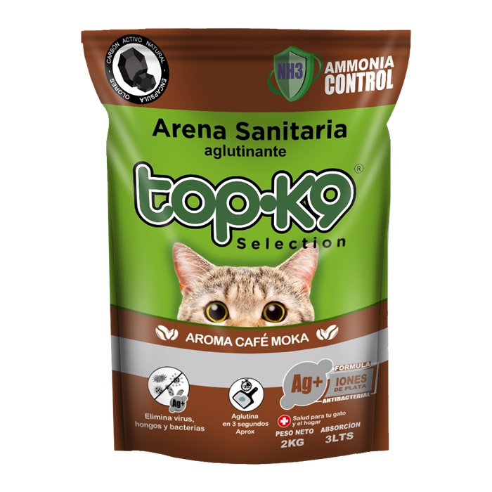 Arena Sanitaria para Gatos Topk9 Aglutinante Café Moka ( 2 KG ) 1