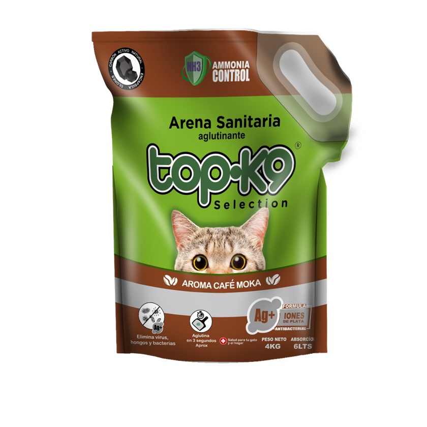 Arena Sanitaria para Gatos Topk9 Aglutinante Café Moka ( 4 KG ) 1