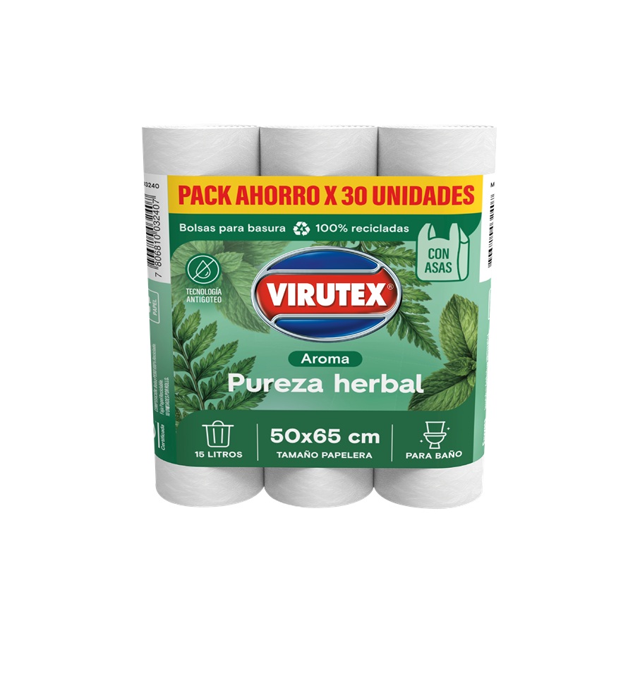 Bolsas de Basura con Asas Aroma Herbal Virutex 50 x 65 CM Tripack ( 1 UD ) 1