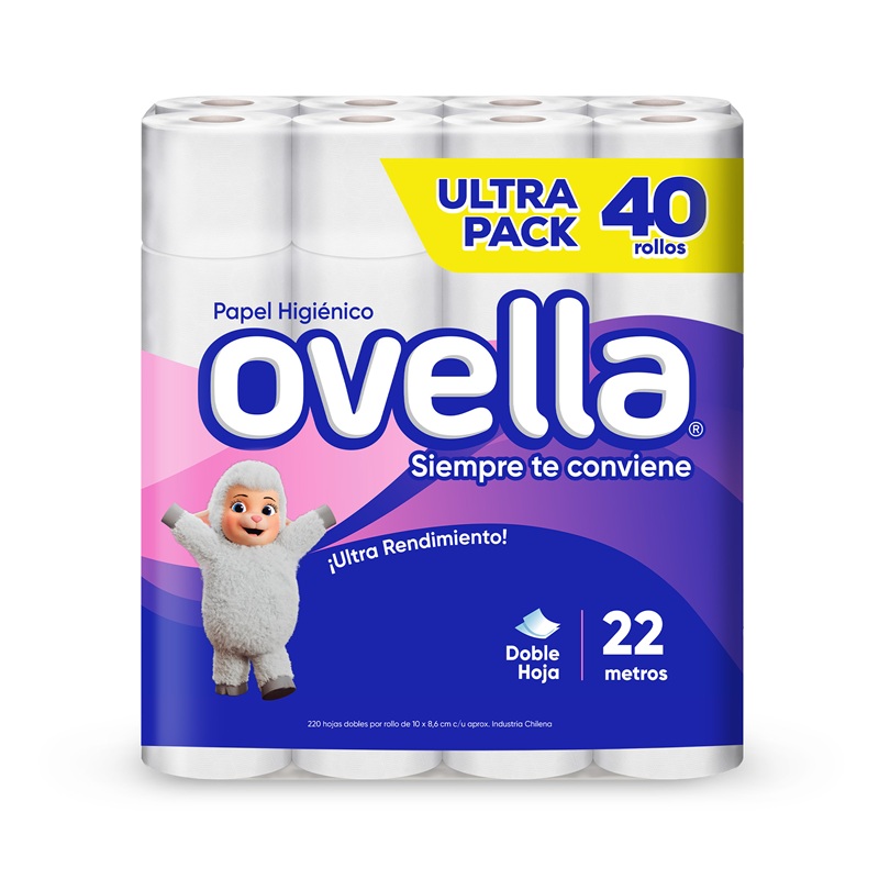 Papel Higiénico Ovella Doble Hoja 22 Metros ( 2 x 40 Rollos ) 1