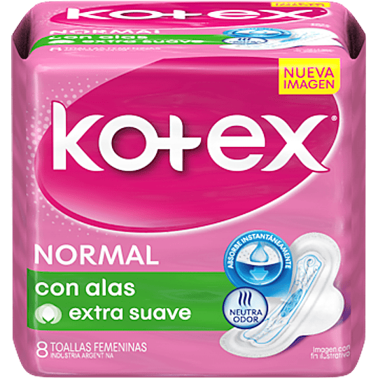Toalla Femenina Kotex Normal Día Tela con Alas (24 x 8 UD)