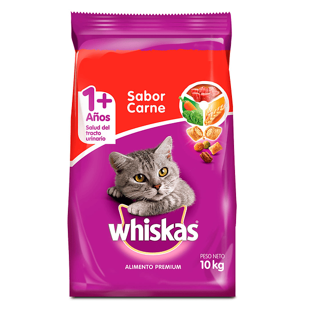 Whiskas Alimento Seco Para Gato Adulto Sabor Carne 10kg