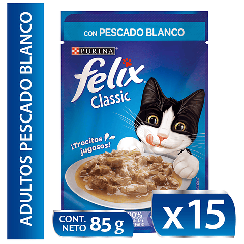 FELIX SACHET ADULTO CLASSIC PESCADO BLANCO 85GR x15 UND