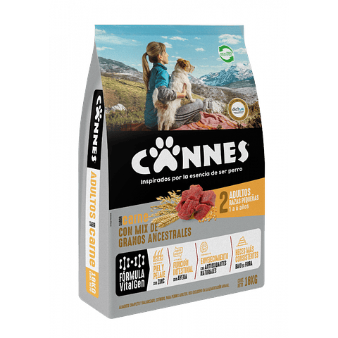 CANNES ADULTO RAZA PEQUEÑA CARNE Y CEREAL 18 KG