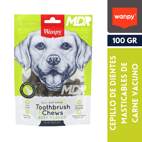 WANPY TOOTHBRUSH CHEWS BEEF FLAVOR 100GR