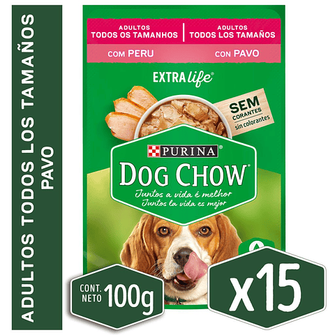 DOG CHOW SACHET PAVO 100GR x15 UND