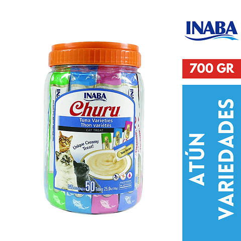 INABA CHURU FRASCO 700GR VARIEDADES ATUN 50 PIEZAS 