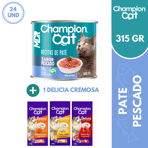CHAMPION CAT RECETAS EN PATE LATAS PESCADO 315GR - 24 UND