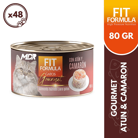 FIT FORMULA GATO LATA GOURMET ATÚN Y CAMARÓN 80GR - 48 UND